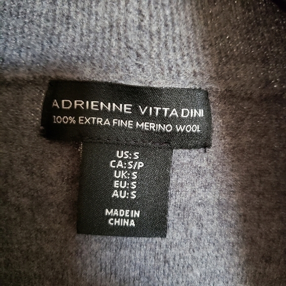 Adrienne Vittadini 100% Extra Fine Merino Wool Grey Open Front Cardigan Small - Picture 2 of 4